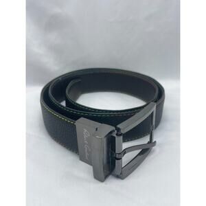 ROBERT GRAHAM Black Pebbled Simulated Leather Belt Size 38 Silver Buckle